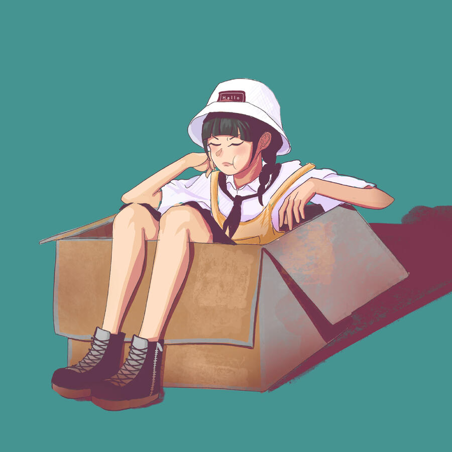 Annoyed Girl in Box