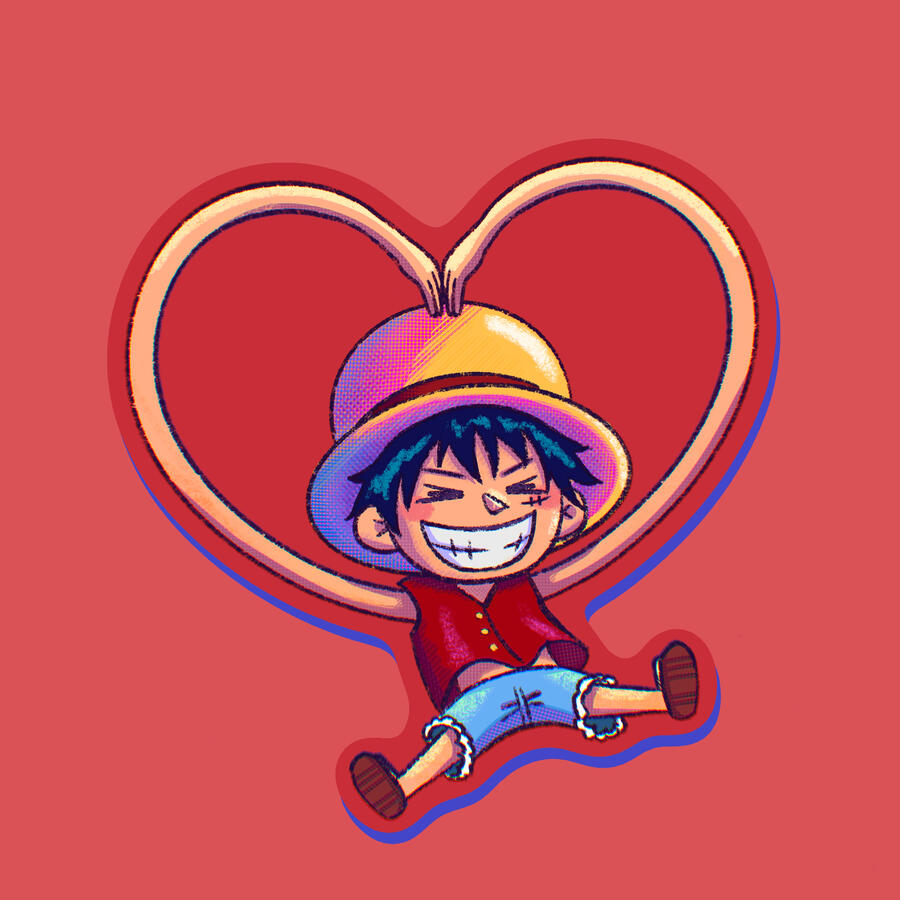 Strechy Pirate Making a Heart Sticker
